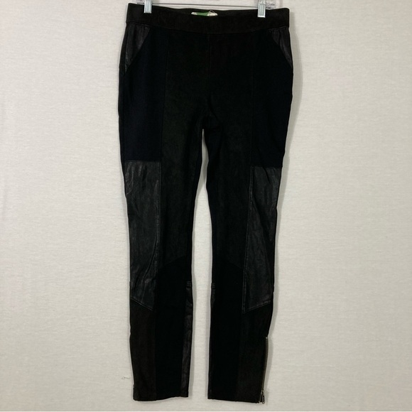 Anthropologie Pants - Anthropologie Black Mixed Media Faux Leather Knit Stretch Slim Pants size 30‎